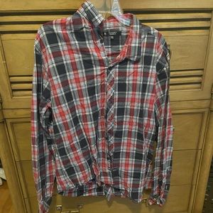 Red white and blue button up